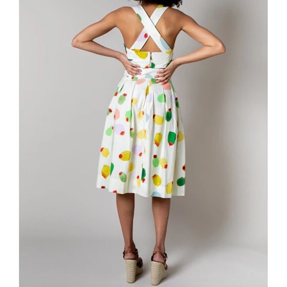 Rachel Antonoff Filthy Martini Olive Print Antonia Crop Top Dots Circles 12 - Picture 2 of 14